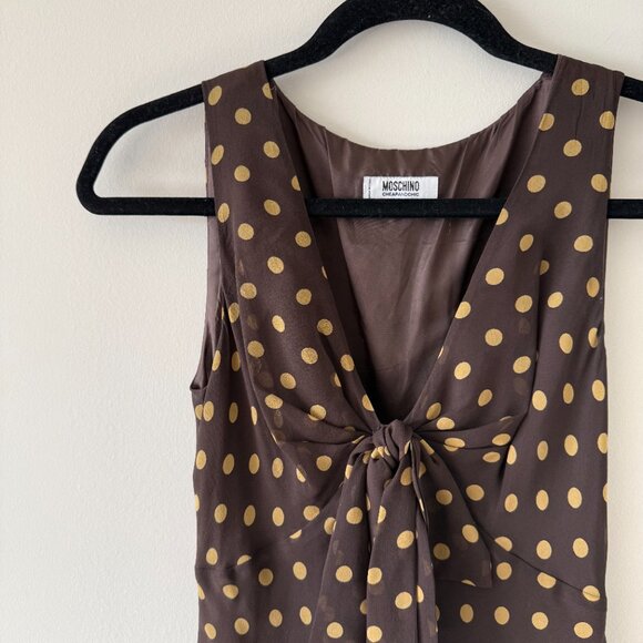 Rare Vintage 100% Silk, Made in Italy Moschino Cheap & Chic Polkadot Dress - Picture 6 of 9